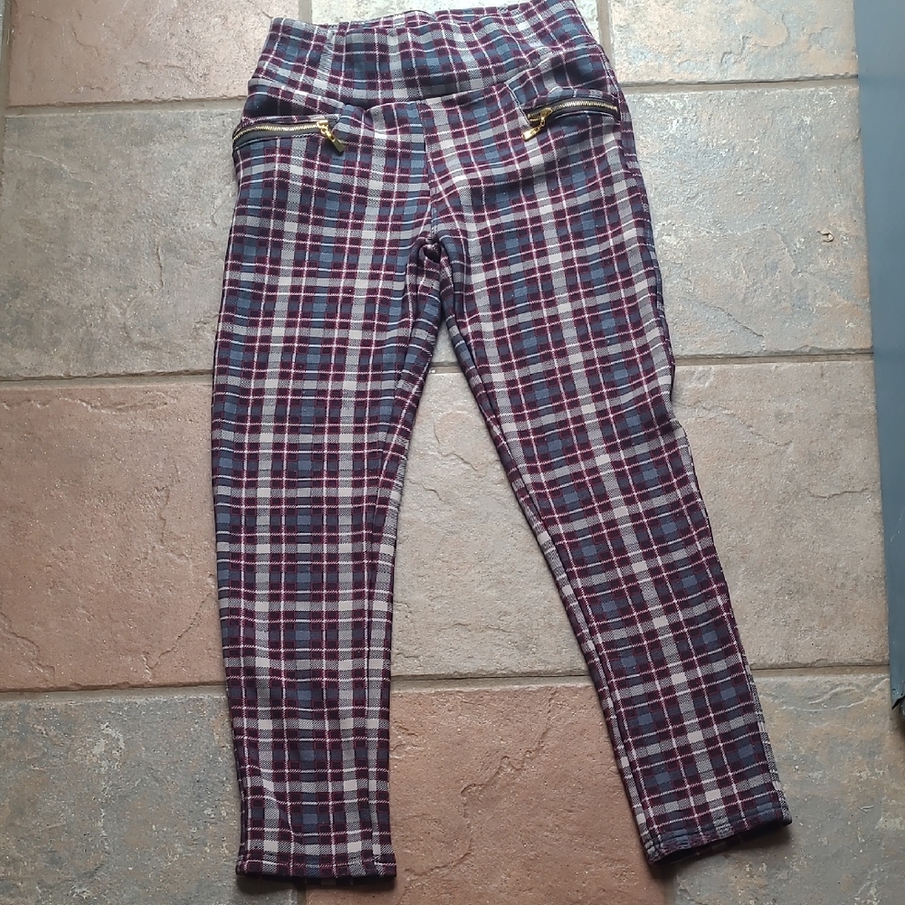 Bottom Sharp Womens One Size Fits Most dark plaid thick insulated stretchy pants